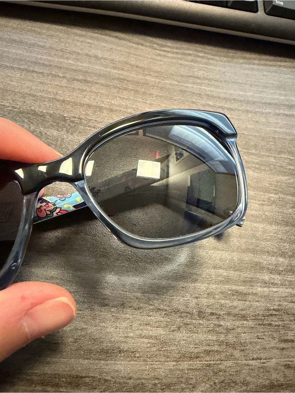 Vera Bradley Black and Blue Sunglasses with Multicolor Paisley Temples